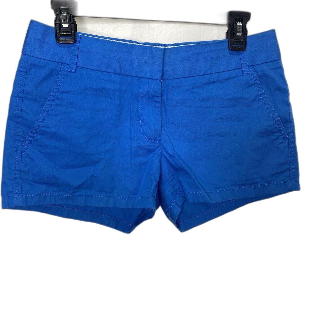 J Crew Chino Broken-In Shorts Womens 0 Low Rise Flat Front Classic Fit Blue